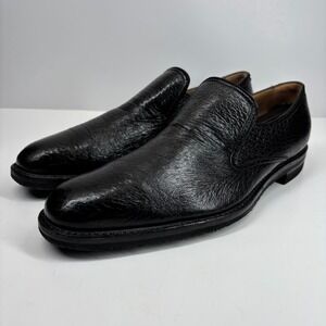 Gravati Italy Men's 9.5M Black Peccary Leather Casual Slip-On Plain-Toe Loafers